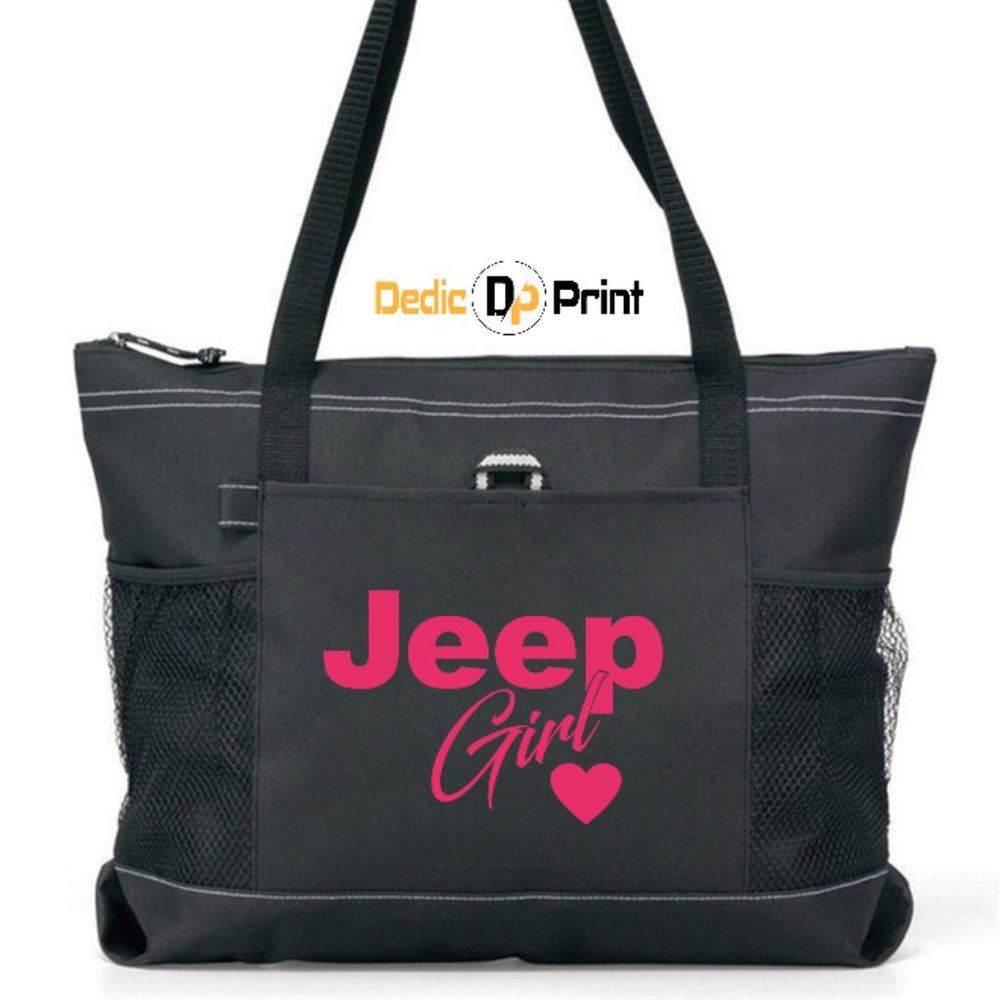 Jeep Girl Zippered Tote Bag